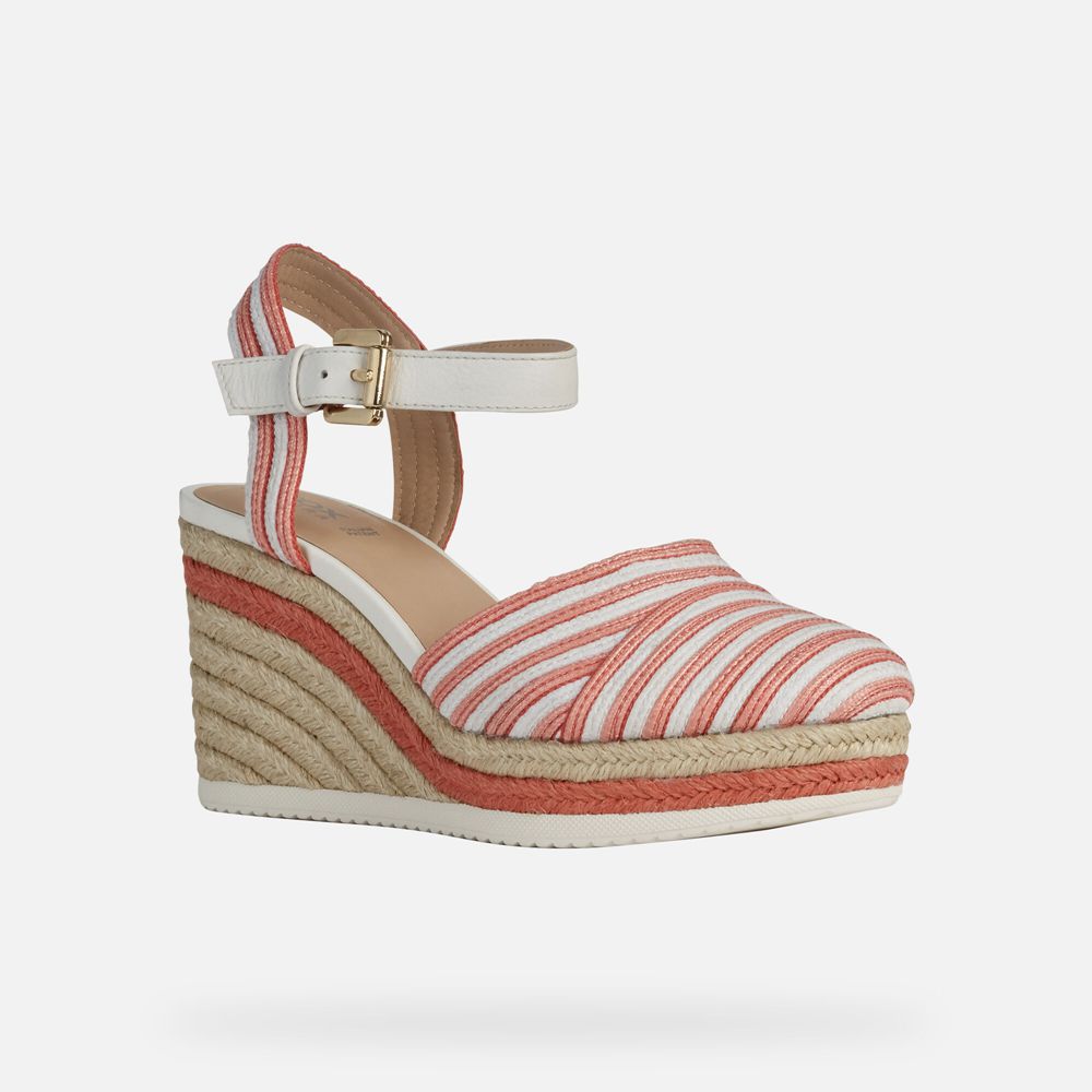 Geox Bayan Sandalet Kırmızı/Beyaz - Ponza - PLI-358490